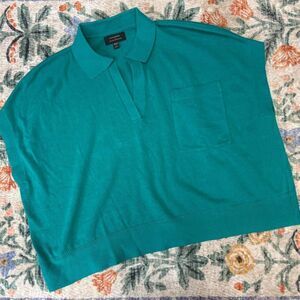 Banana Republic Cotton Linen Blend Shirt Women's XS Sleeveless Knit Collared